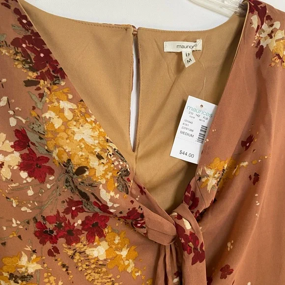 Maurice’s slit sleeve floral tie neck dress. Size Medium. - Picture 3 of 5